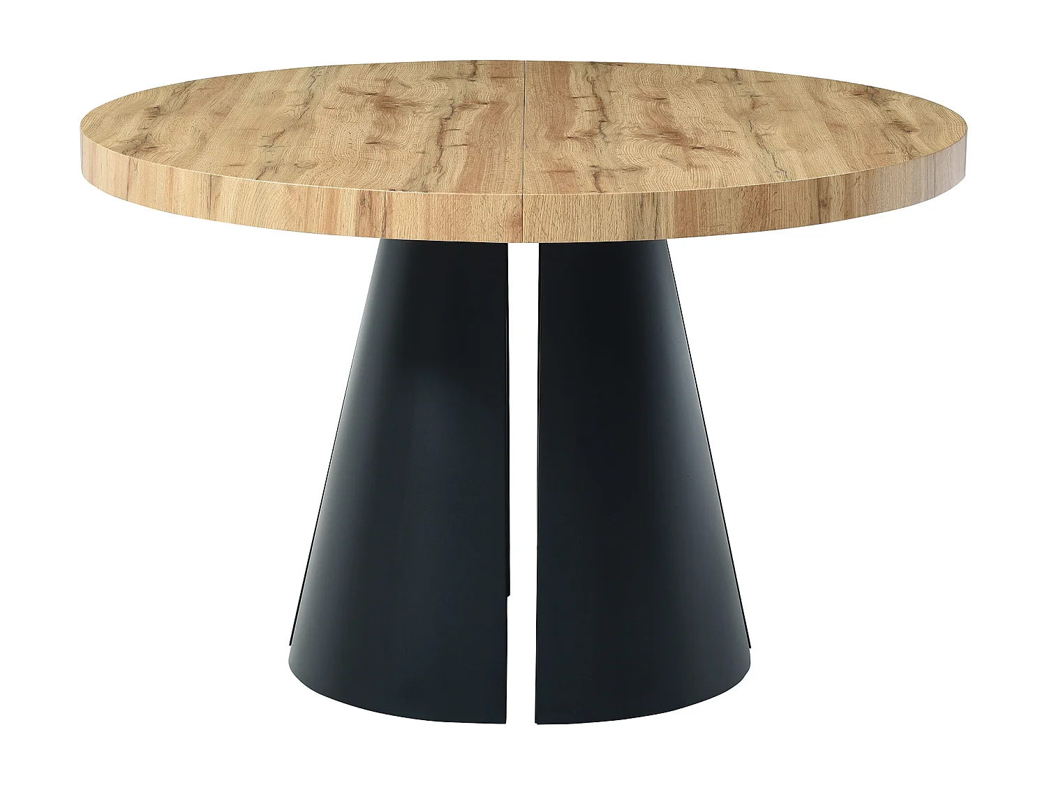 Table à manger extensible 4 à 12 personnes en MDF et métal noir - Naturel clair - JARELIA