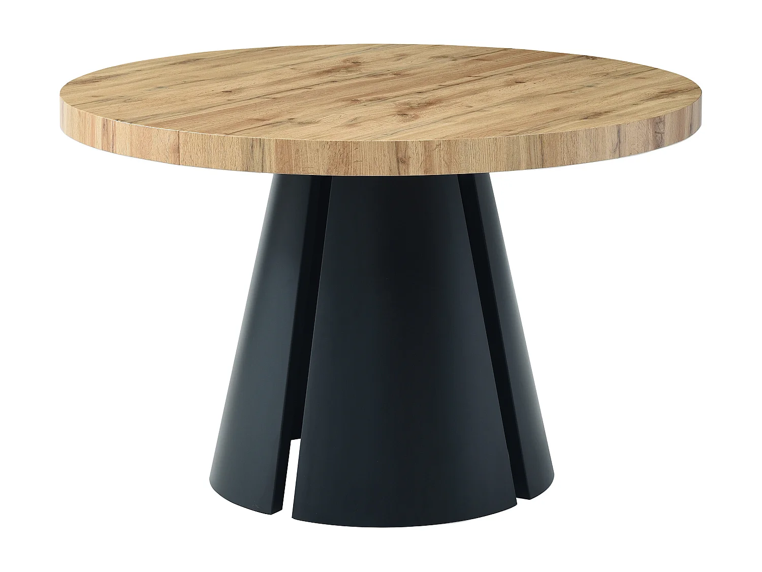Table à manger extensible 4 à 12 personnes en MDF et métal noir - Naturel clair - JARELIA