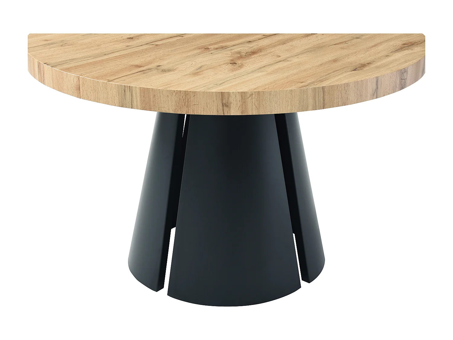 Uitschuifbare eettafel 4 tot 12 plaatsen van mdf en zwart metaal - Licht naturel - JARELIA