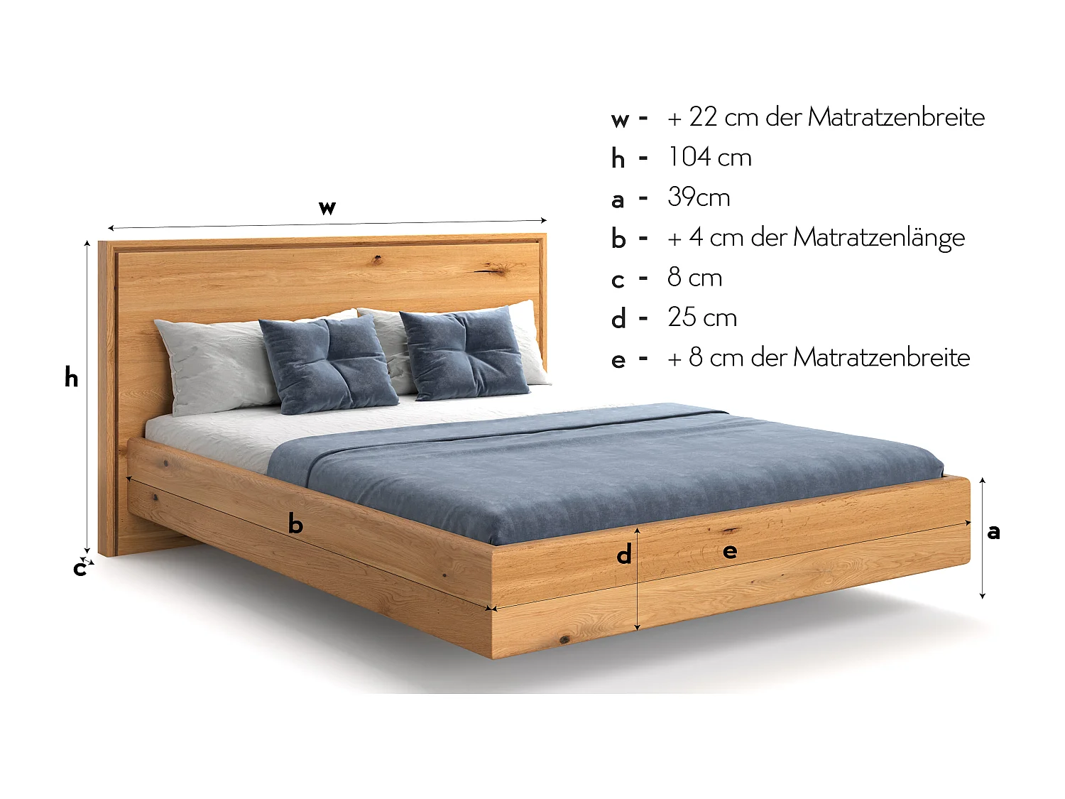 Schwebebett Valor aus massivem Eichenholz