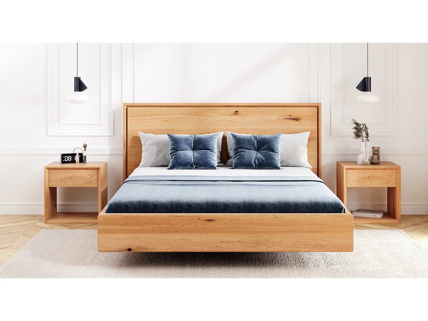 Schwebebett Valor aus massivem Eichenholz