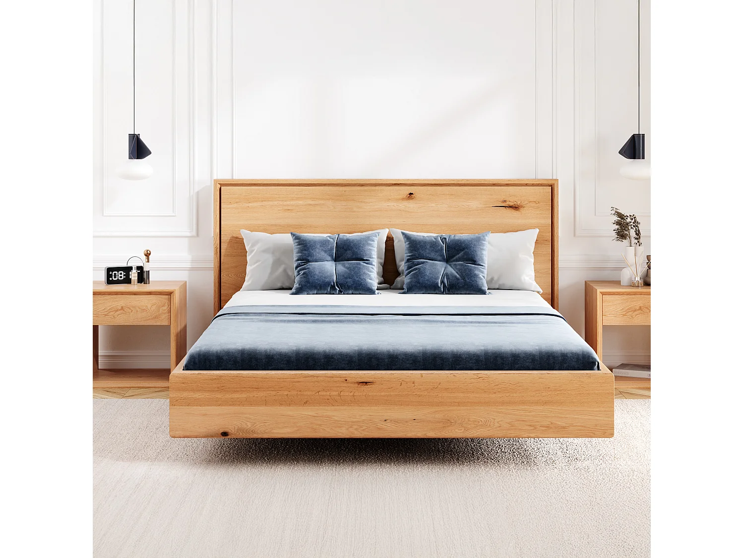 Lit en bois massif Valor flottant