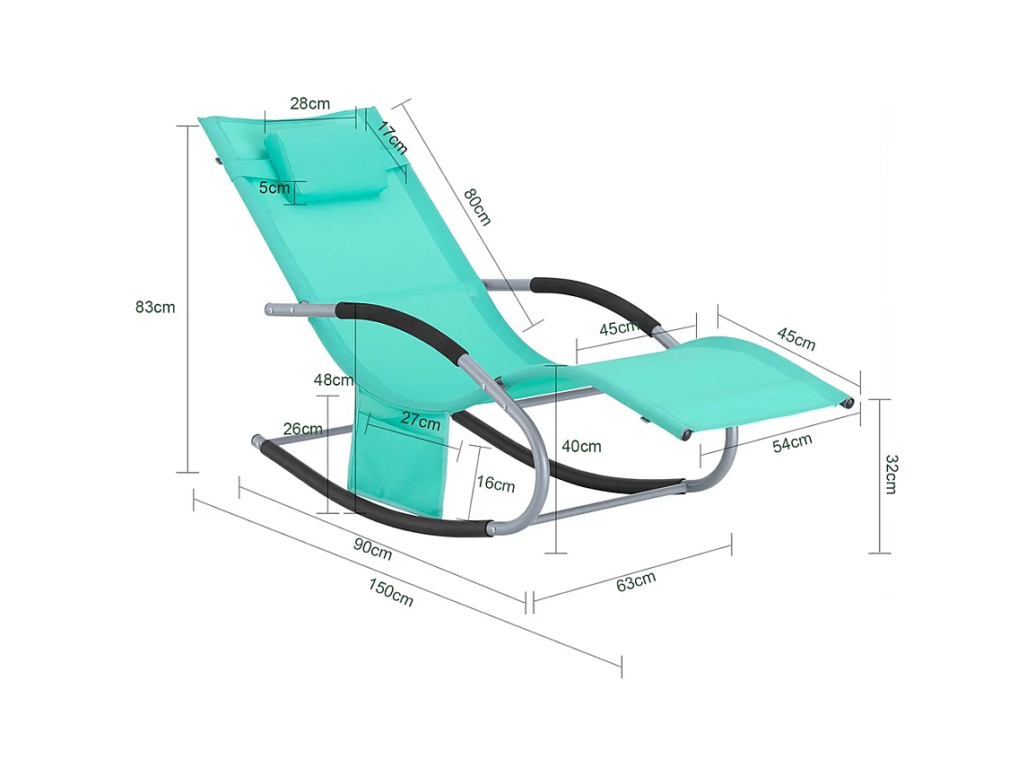 Sonnenliege OGS28-TB 150 x 83 x 63 cm