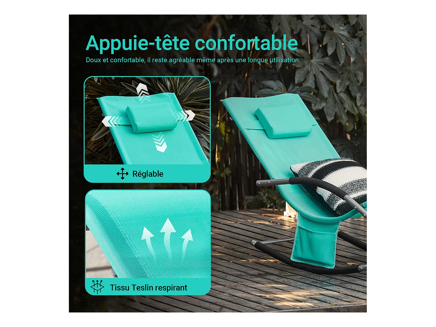 Sonnenliege OGS28-TB 150 x 83 x 63 cm