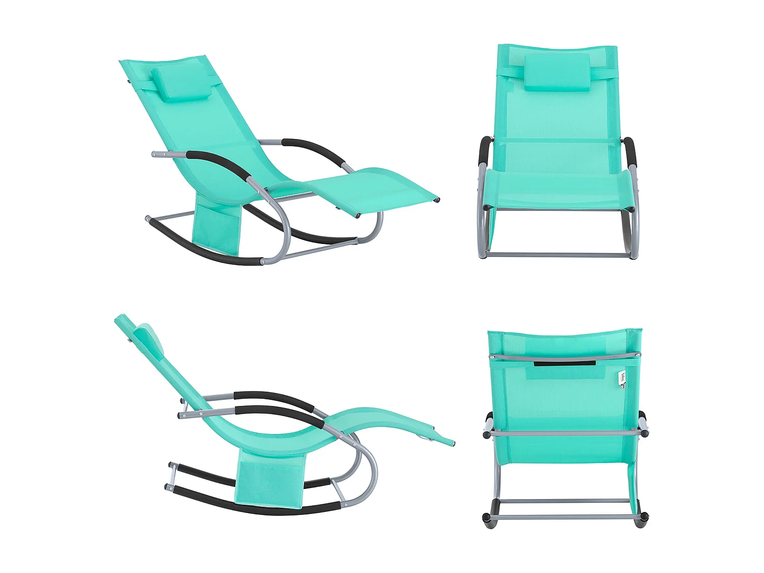 SoBuy OGS28-TB Chaise Longue Transat de Jardin Bascule avec Appui-tête Réglable et Pochette latérale | Prévente