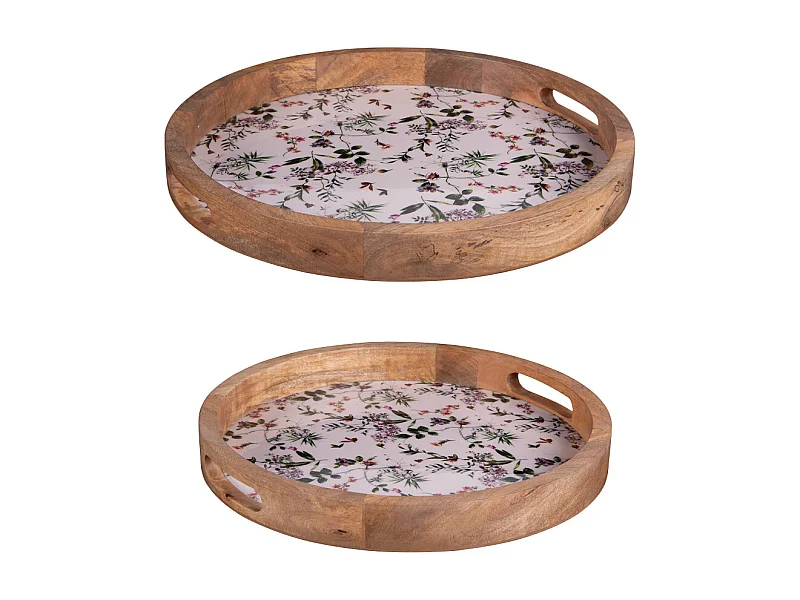 Set de 2 plateaux ronds Champêtre 35 et 40 cm