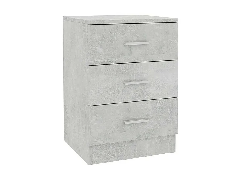 Table de chevet 3 tiroirs bois effet béton Metiu - Lot de 2