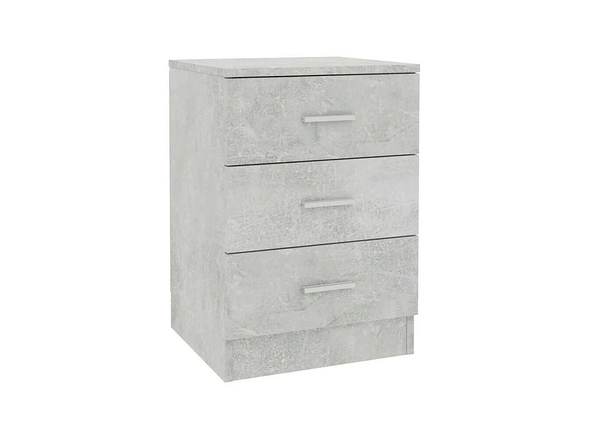 Table de chevet 3 tiroirs bois effet béton Metiu - Lot de 2