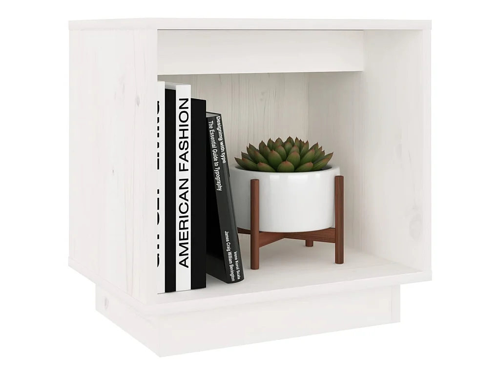 Table de chevet Blanc 40x30x40 Bois de pin solide 2
