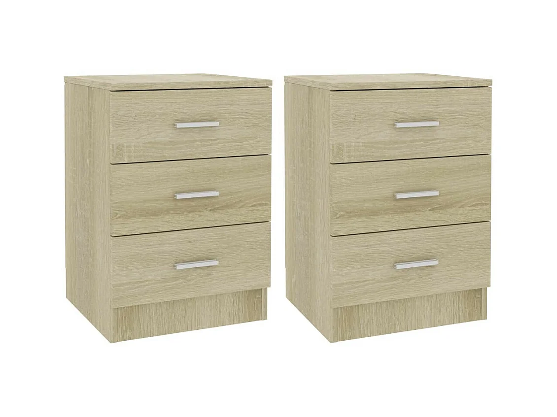 Nachtkastjes 2 st 38x35x56 cm bewerkt hout sonoma eikenkleurig