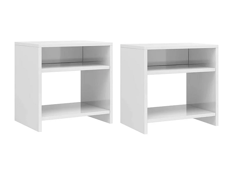 Table de chevet Blanc brillant 40 x 30x40 - Lot de 2