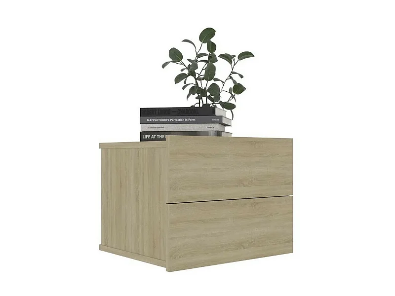 Table de chevet 2 tiroirs bois chêne clair Kelin - Lot de 2