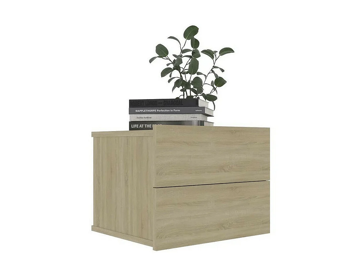 Table de chevet 2 tiroirs bois chêne clair Kelin - Lot de 2