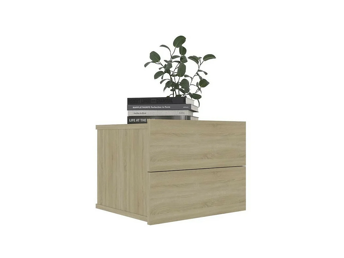 Table de chevet 2 tiroirs bois chêne clair Kelin - Lot de 2