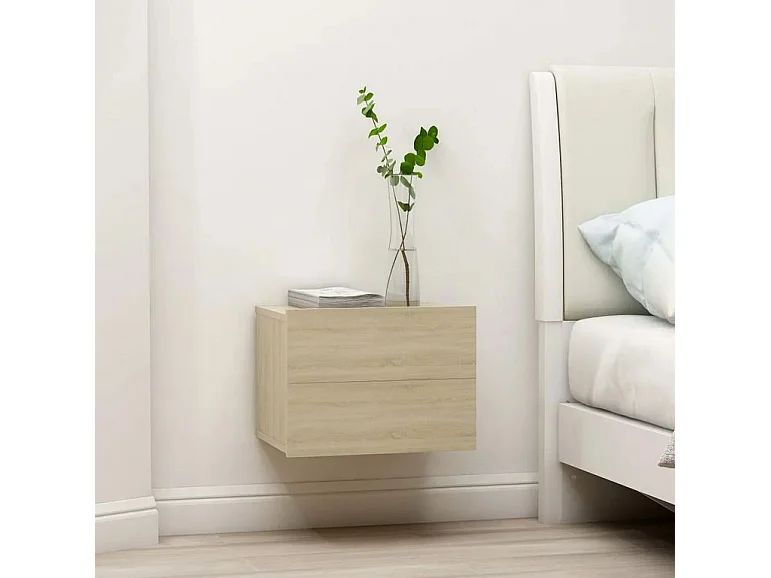 Table de chevet 2 tiroirs bois chêne clair Kelin - Lot de 2