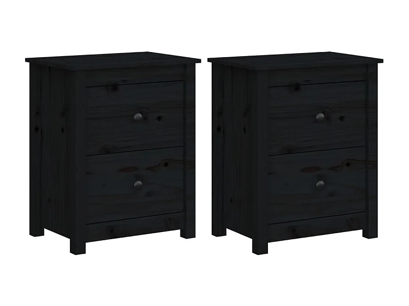 Tables de chevet 2 pcs Noir 50x35x61,5 Bois de pin massif