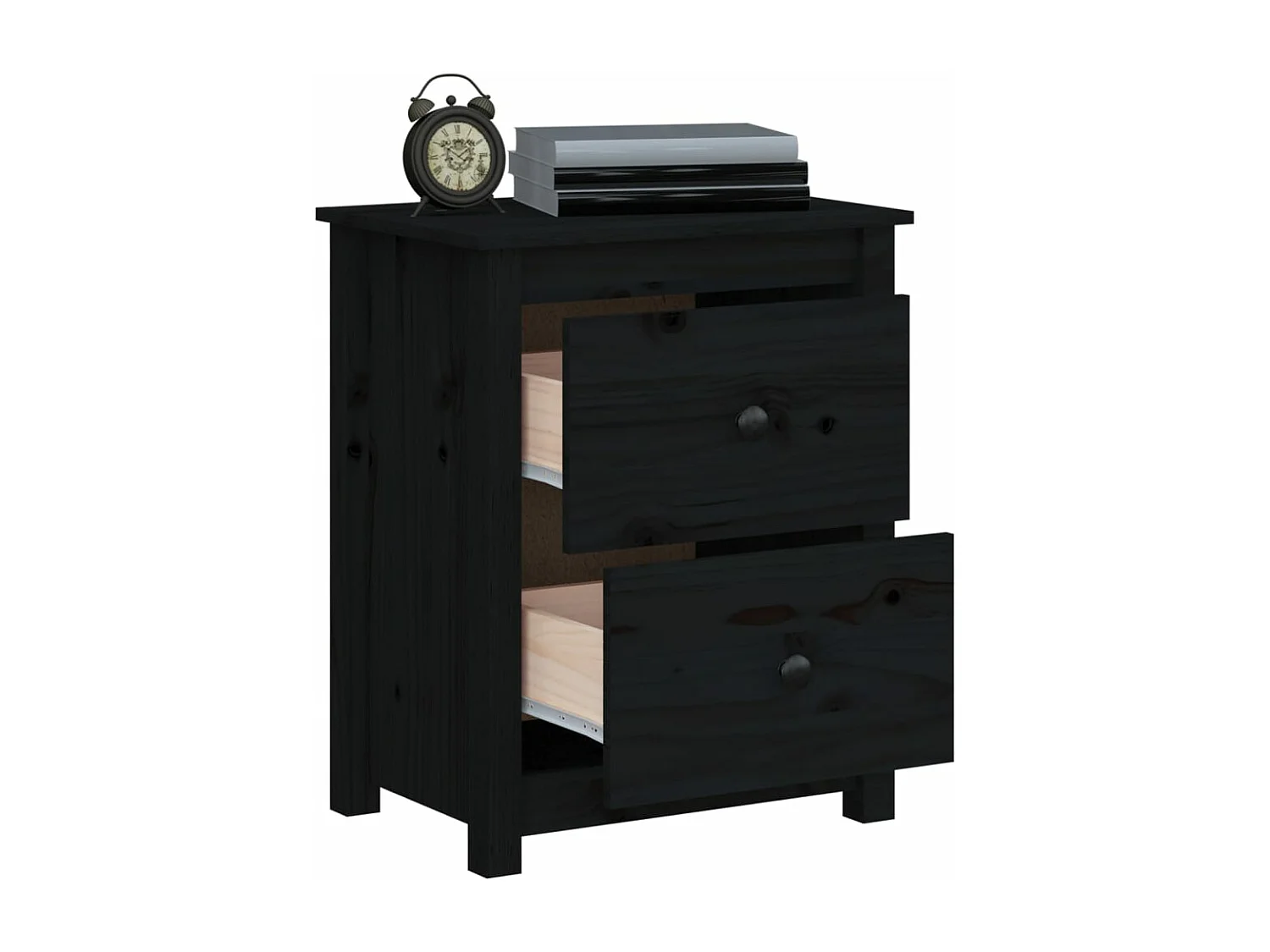 Tables de chevet 2 pcs Noir 50x35x61,5 Bois de pin massif