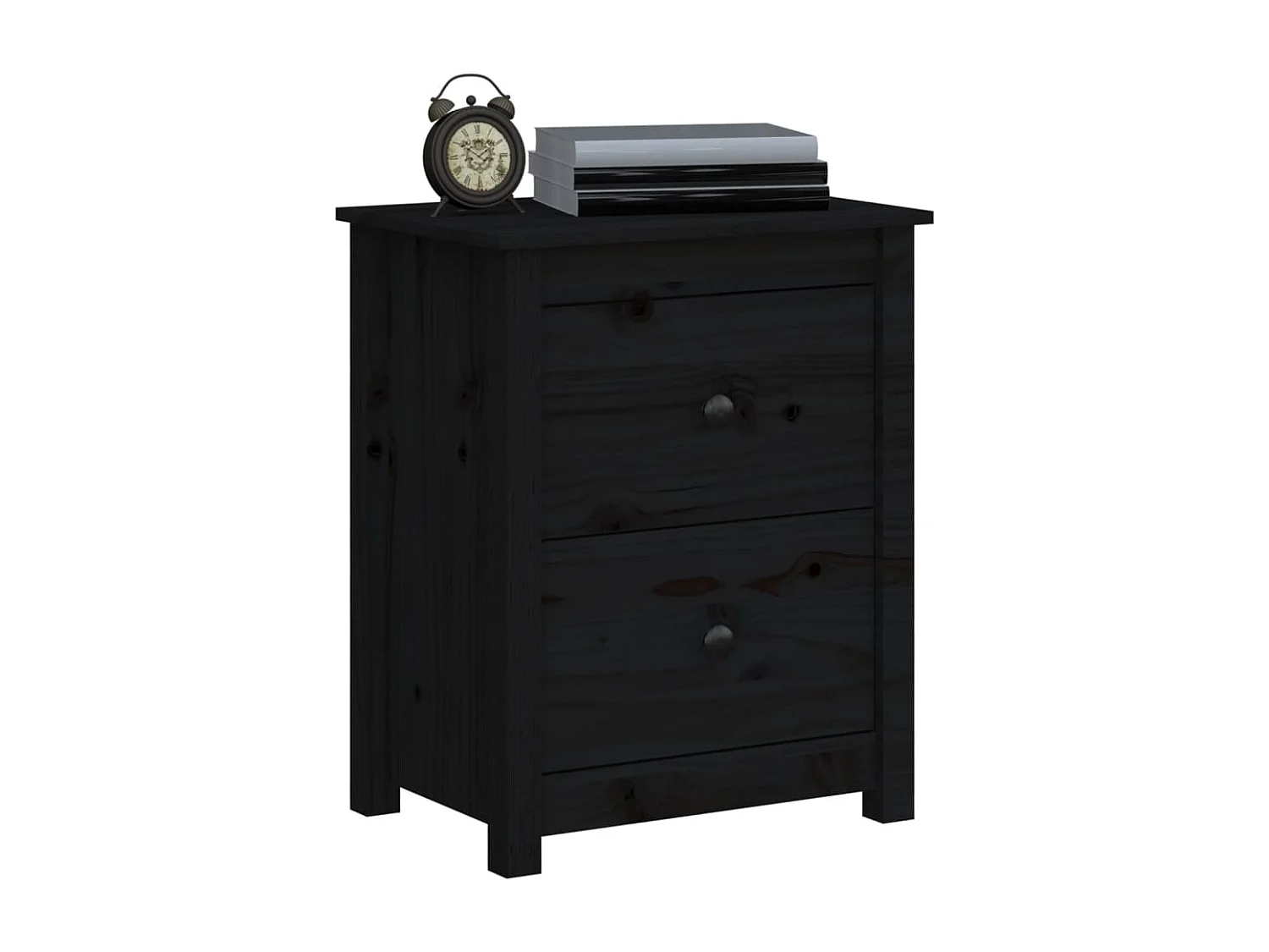 Tables de chevet 2 pcs Noir 50x35x61,5 Bois de pin massif