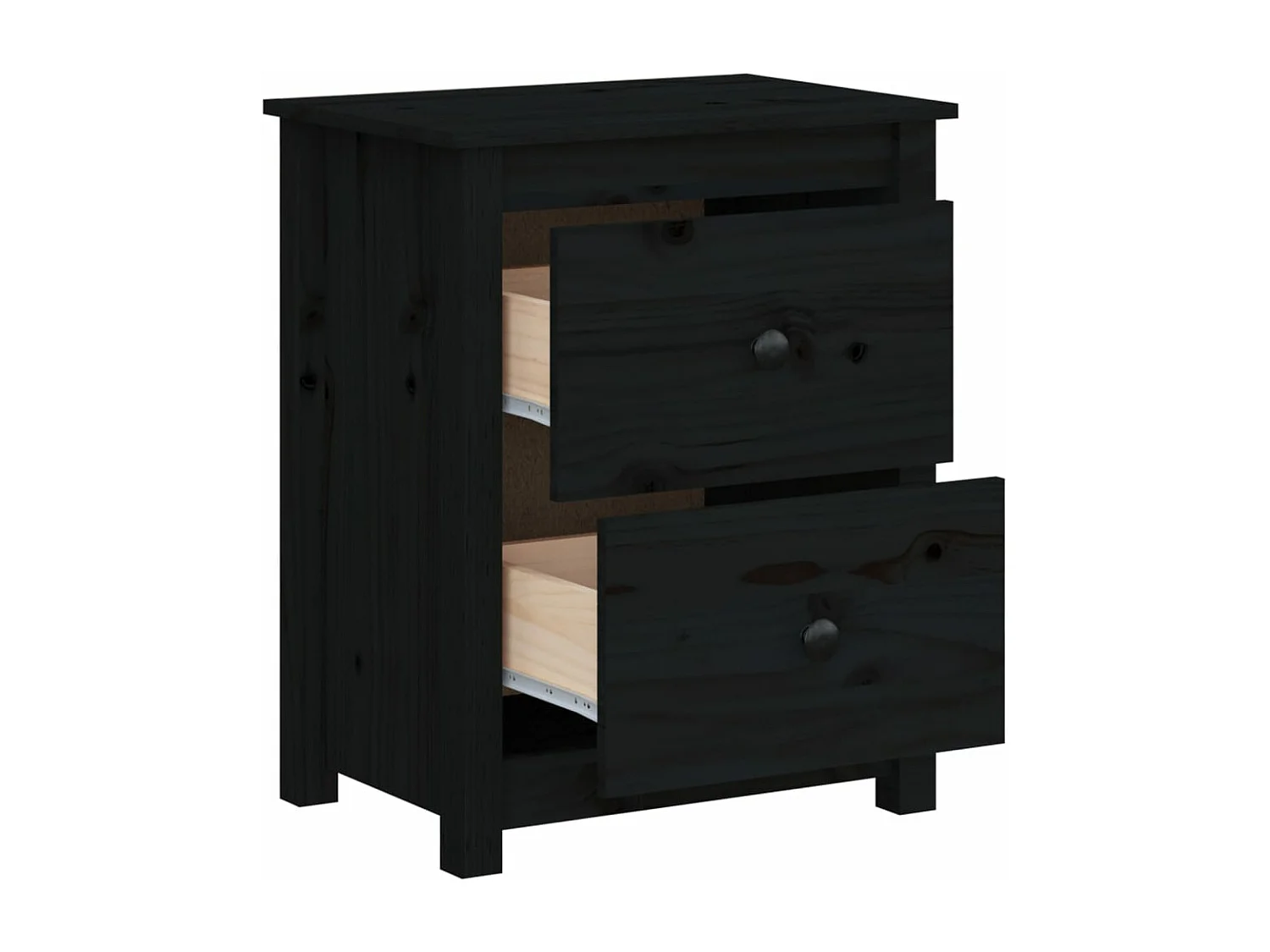 Tables de chevet 2 pcs Noir 50x35x61,5 Bois de pin massif