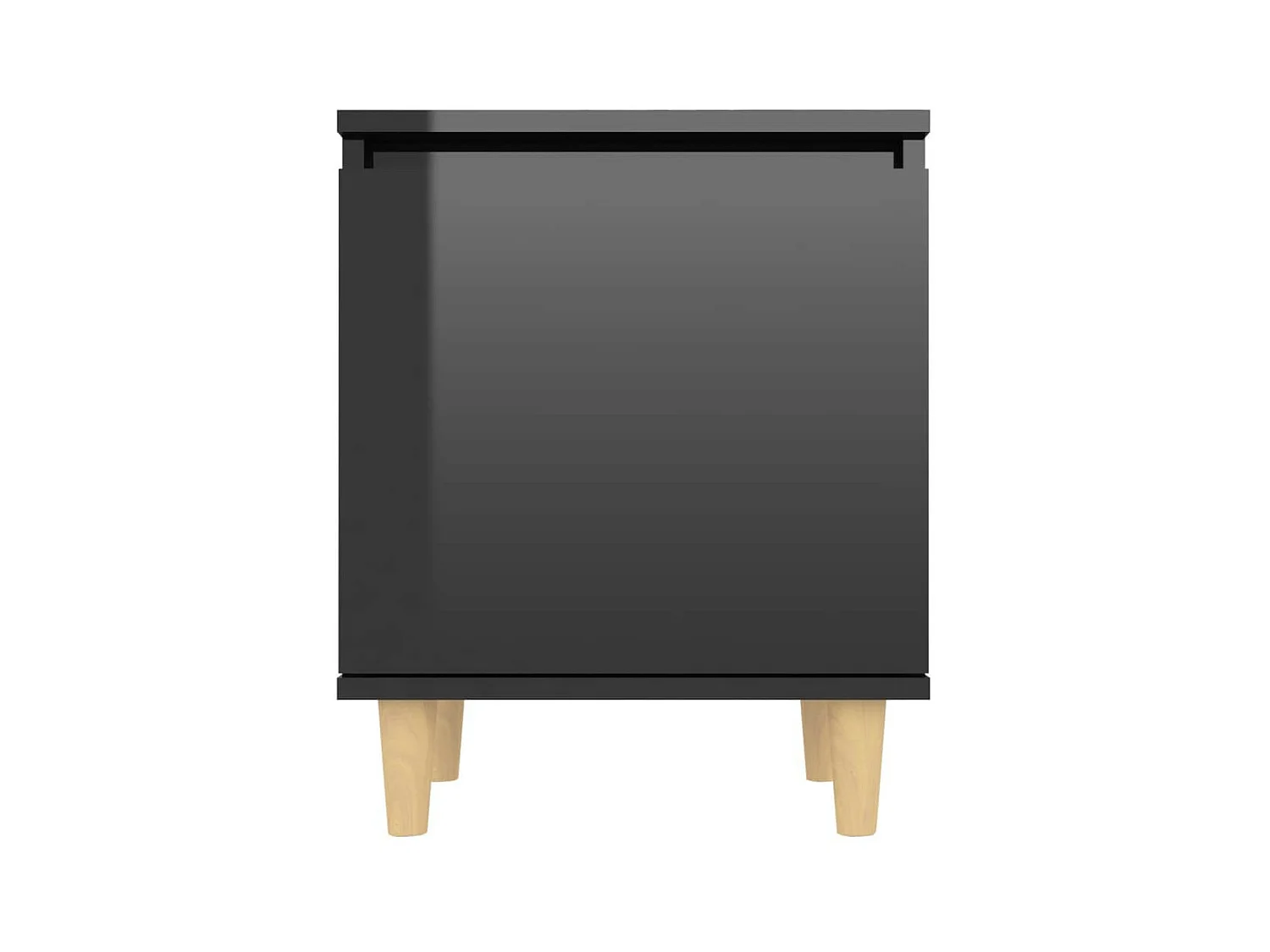 Nachtkastje met houten poten 40x30x50 cm hoogglans zwart