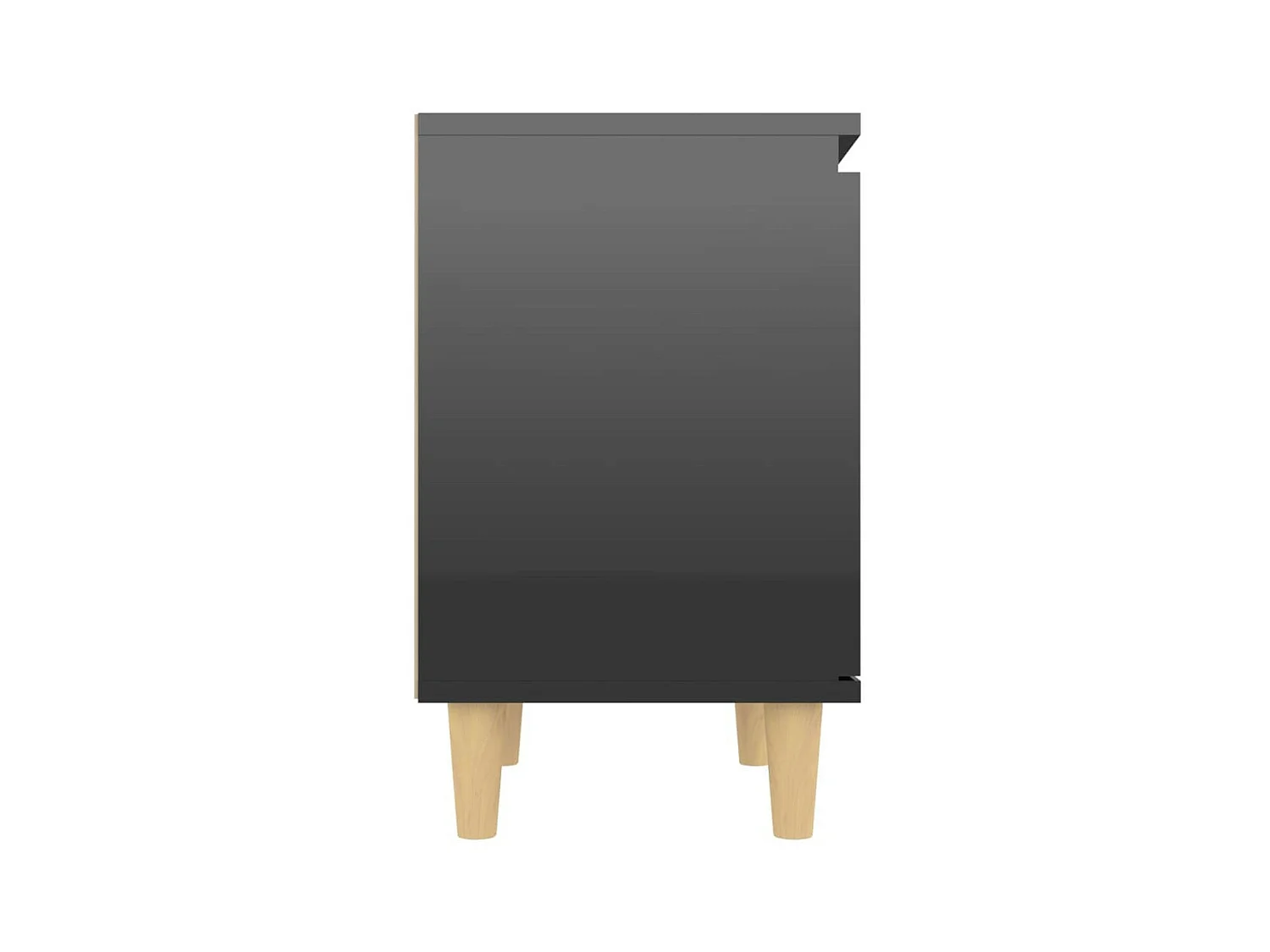 Nachtkastje met houten poten 40x30x50 cm hoogglans zwart