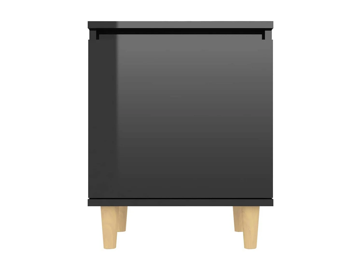 Nachtkastje met houten poten 40x30x50 cm hoogglans zwart
