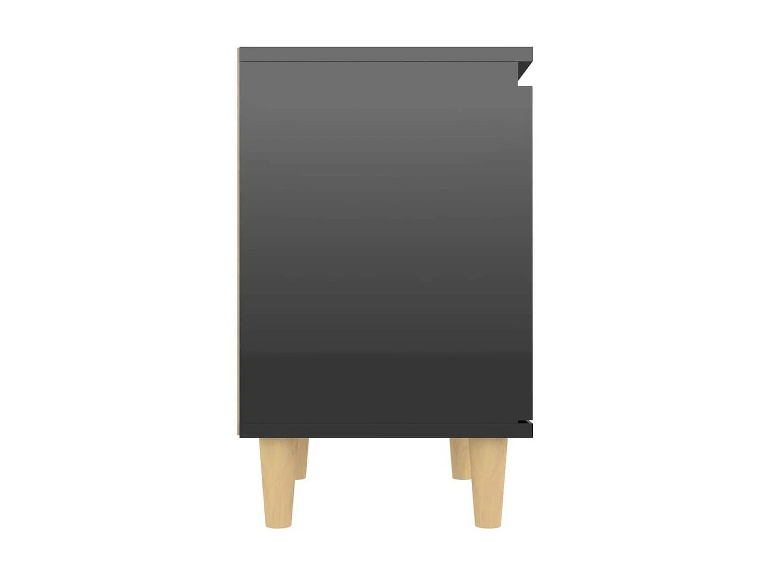 Nachtkastje met houten poten 40x30x50 cm hoogglans zwart