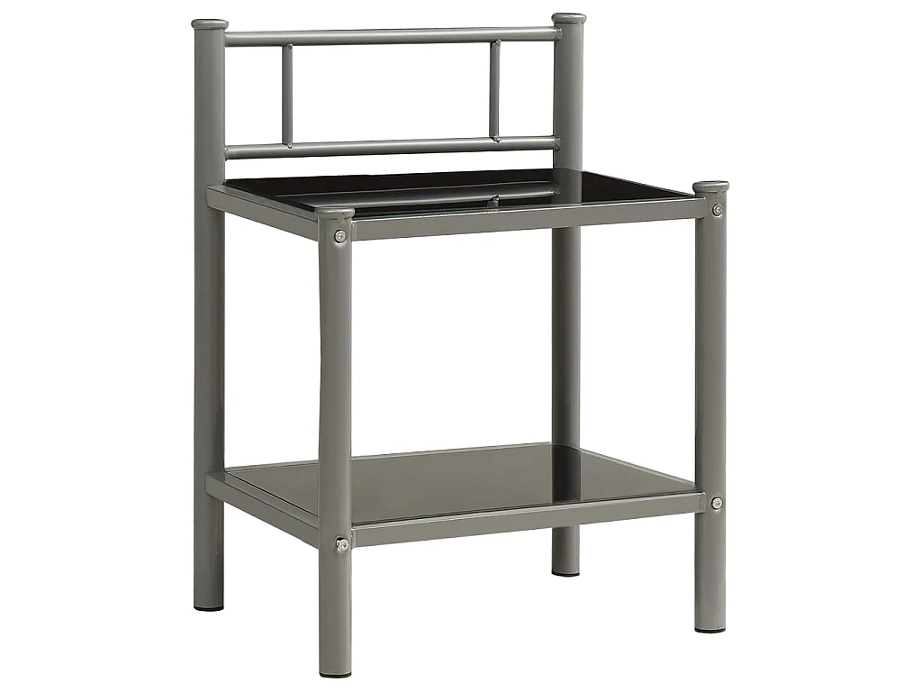 Tables de chevet 2 pcs Gris et noir Métal et verre