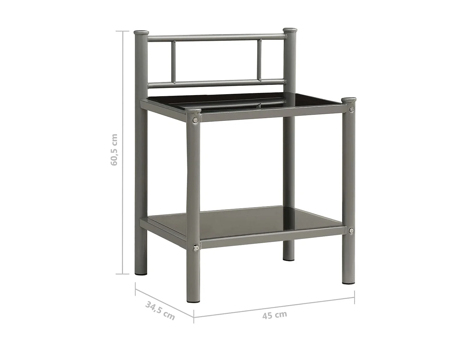 Tables de chevet 2 pcs Gris et noir Métal et verre