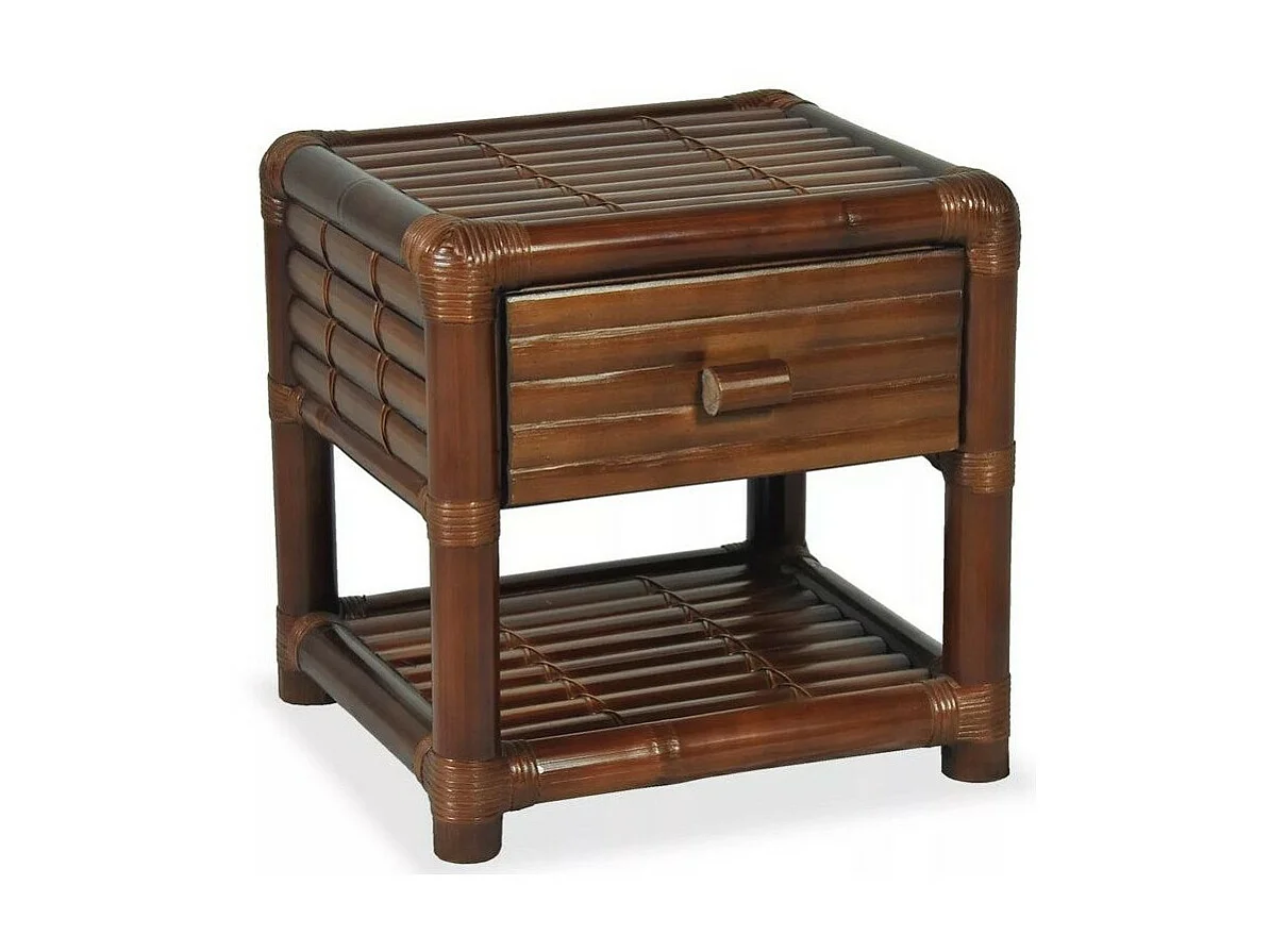 Table de chevet 1 tiroir bambou foncé Woay