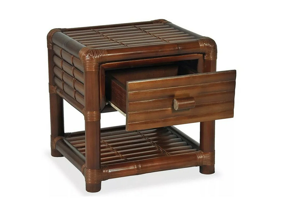 Table de chevet 1 tiroir bambou foncé Woay