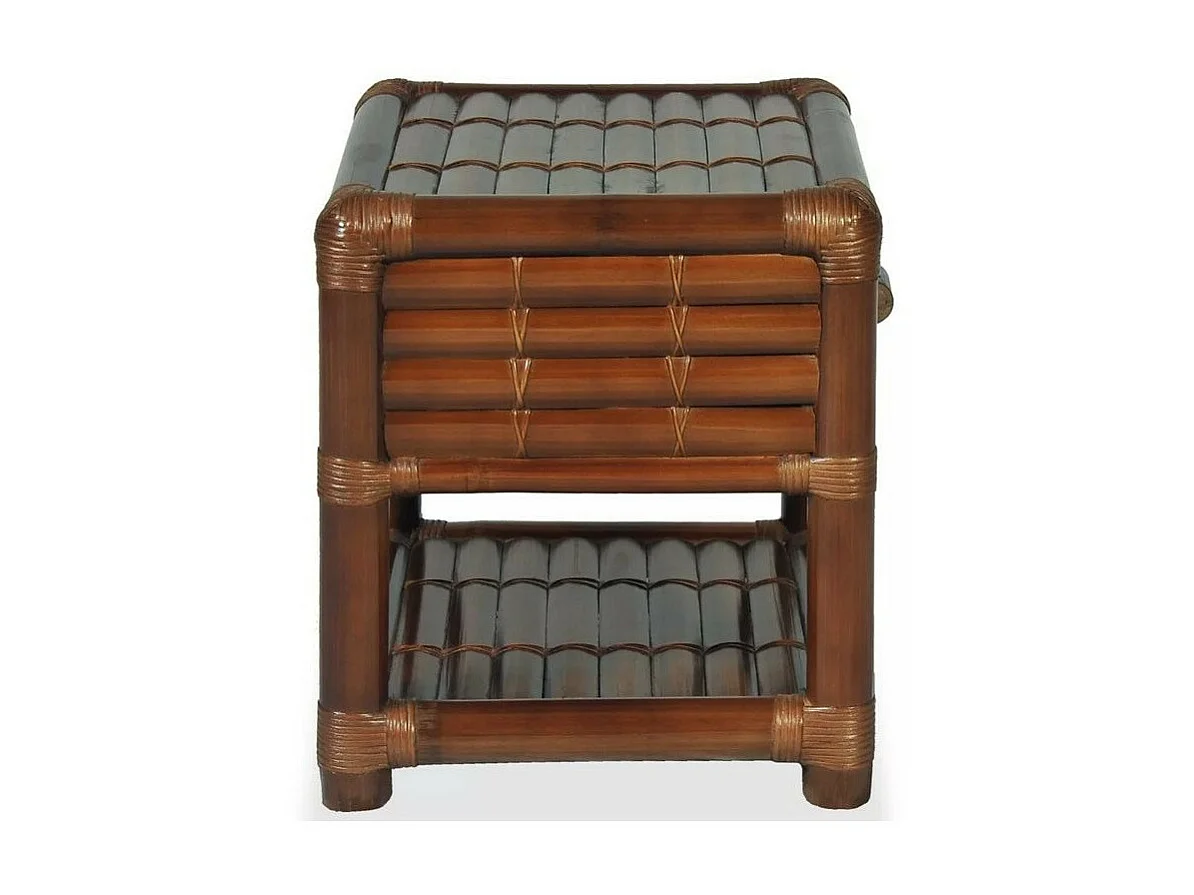 Table de chevet 1 tiroir bambou foncé Woay
