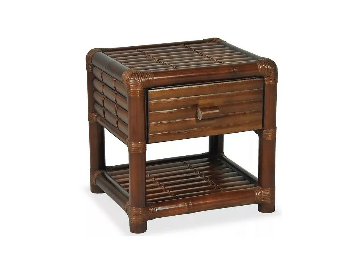 Table de chevet 1 tiroir bambou foncé Woay