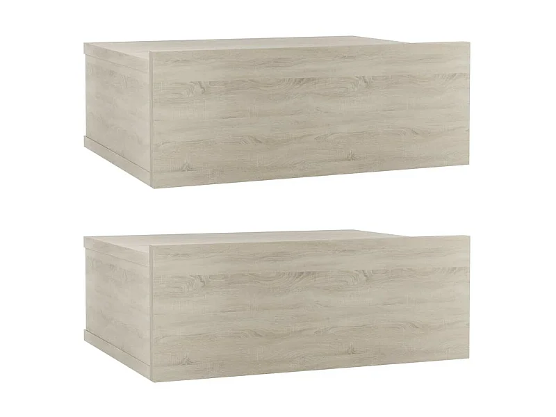 Tables de chevet flottantes 2 pcs Chêne sonoma 40x30x15