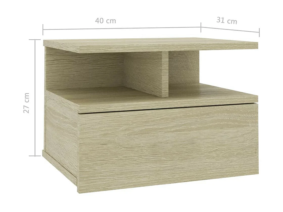 Tables de chevet flottantes 2 pcs Chêne sonoma 40x31x27