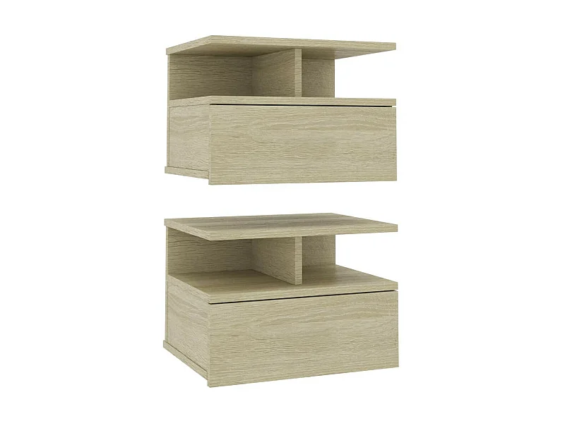 Tables de chevet flottantes 2 pcs Chêne sonoma 40x31x27