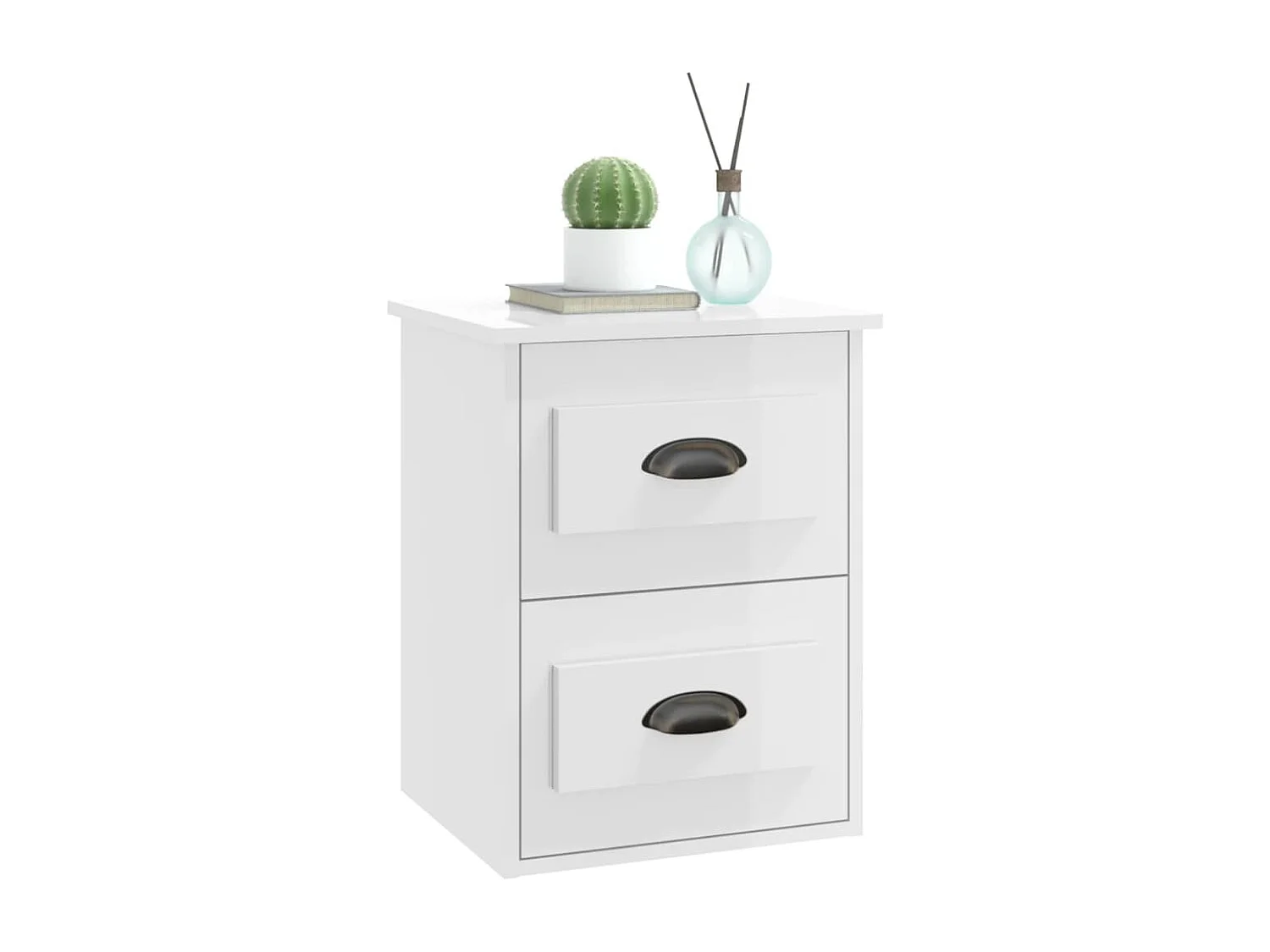 Table de chevet murale blanc brillant 41,5x36x53