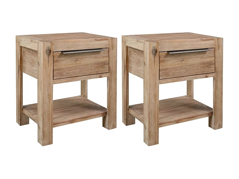 Tables de chevet avec tiroirs 2 pcs 40x30x48 Bois d'acacia