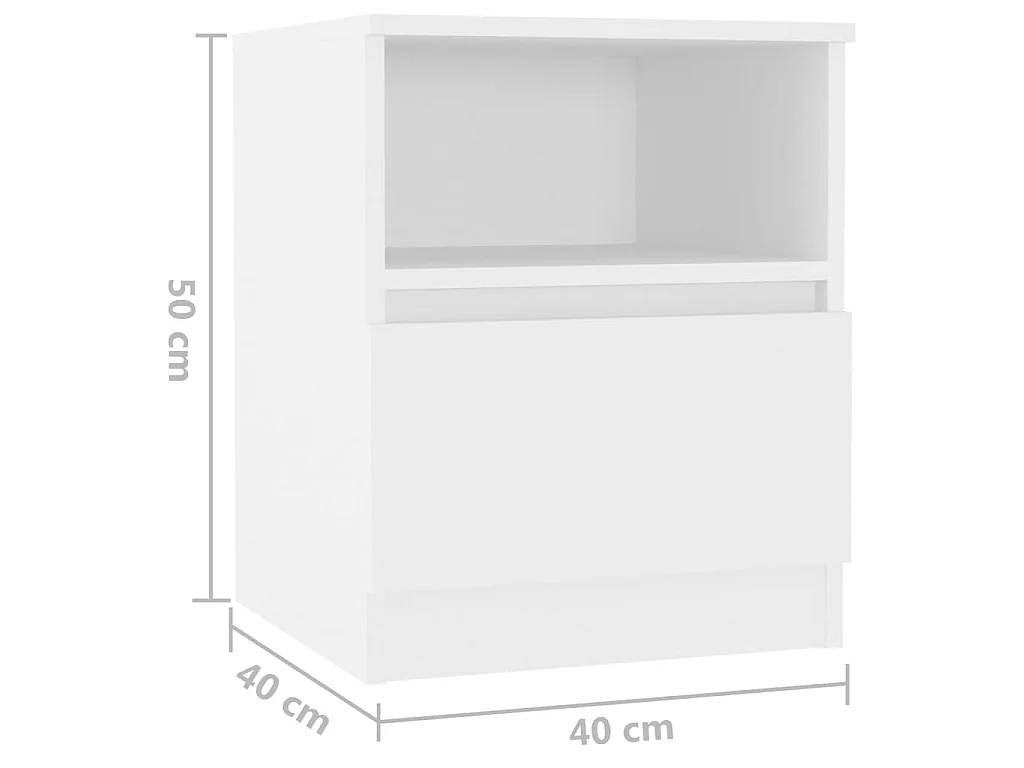 Tables de chevet 2 pcs Blanc 40x40x50 2
