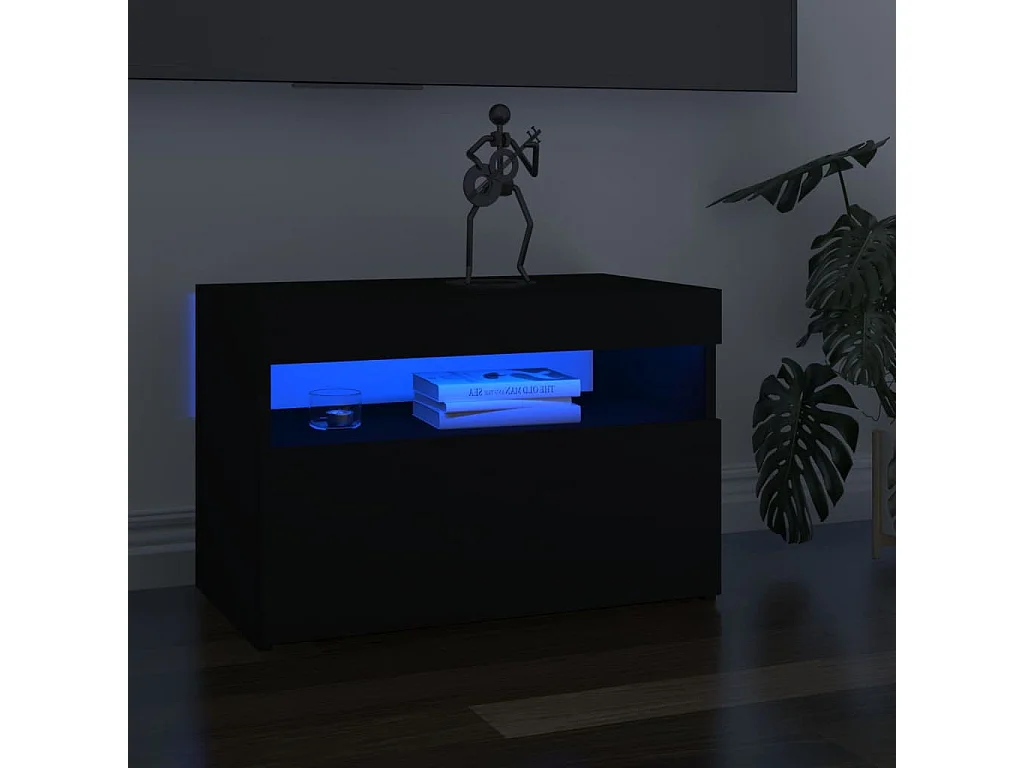 Chevet avec lumières LED Noir 60x35x40