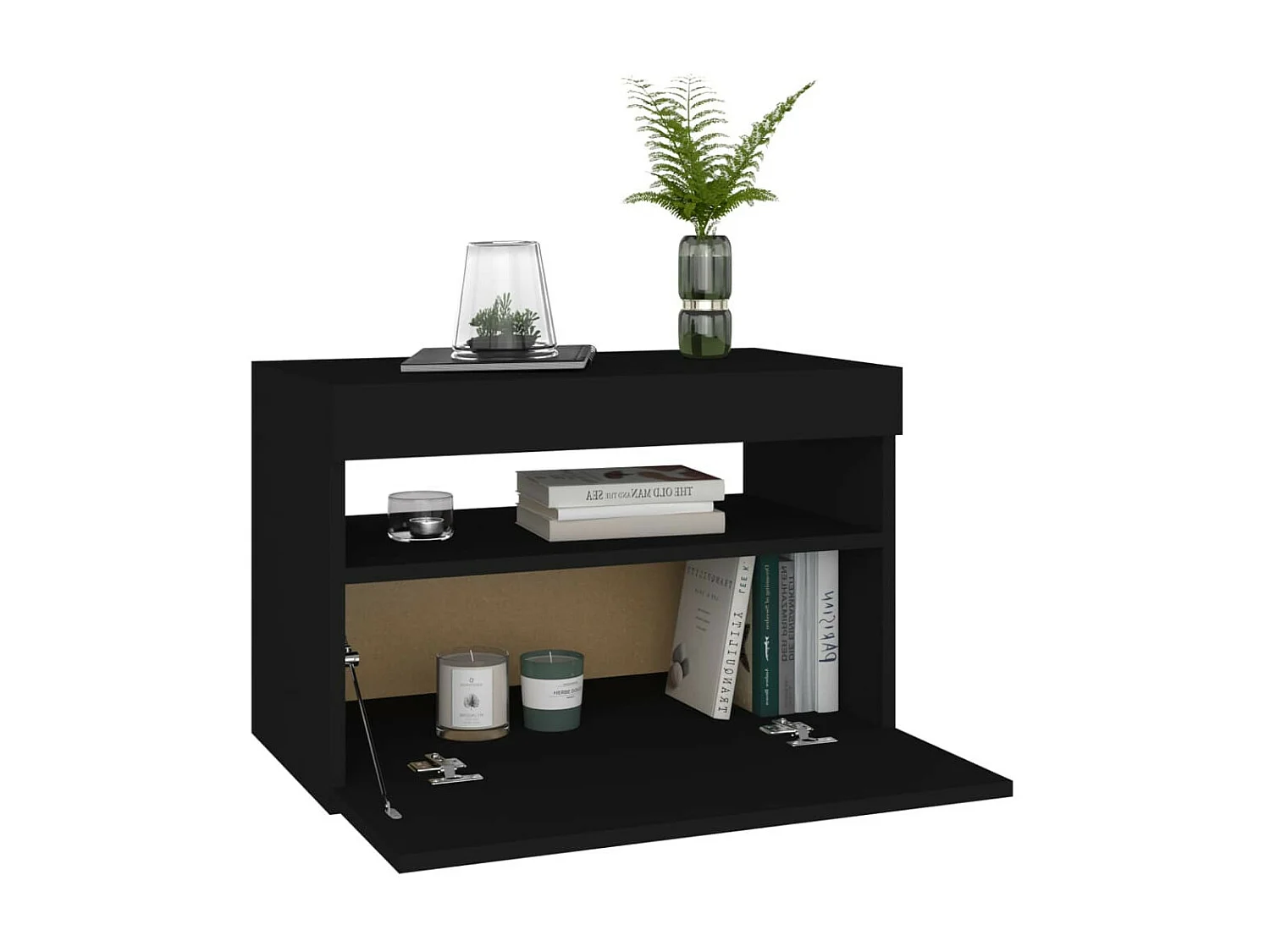 Chevet avec lumières LED Noir 60x35x40