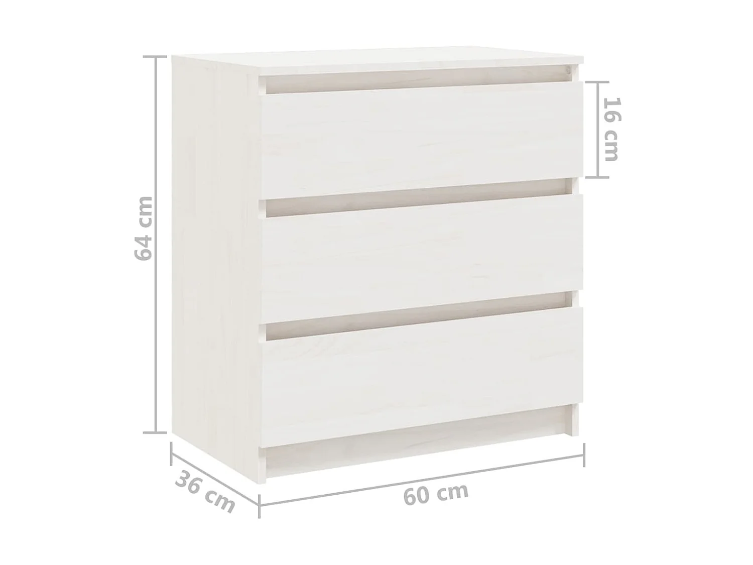 Table de chevet Blanc 60x36x64 Bois de pin massif