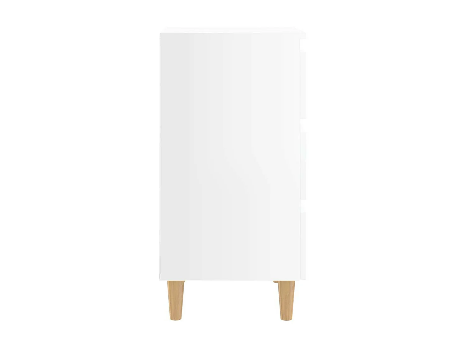 Table de chevet avec pieds en bois Blanc brillant 40x35x69