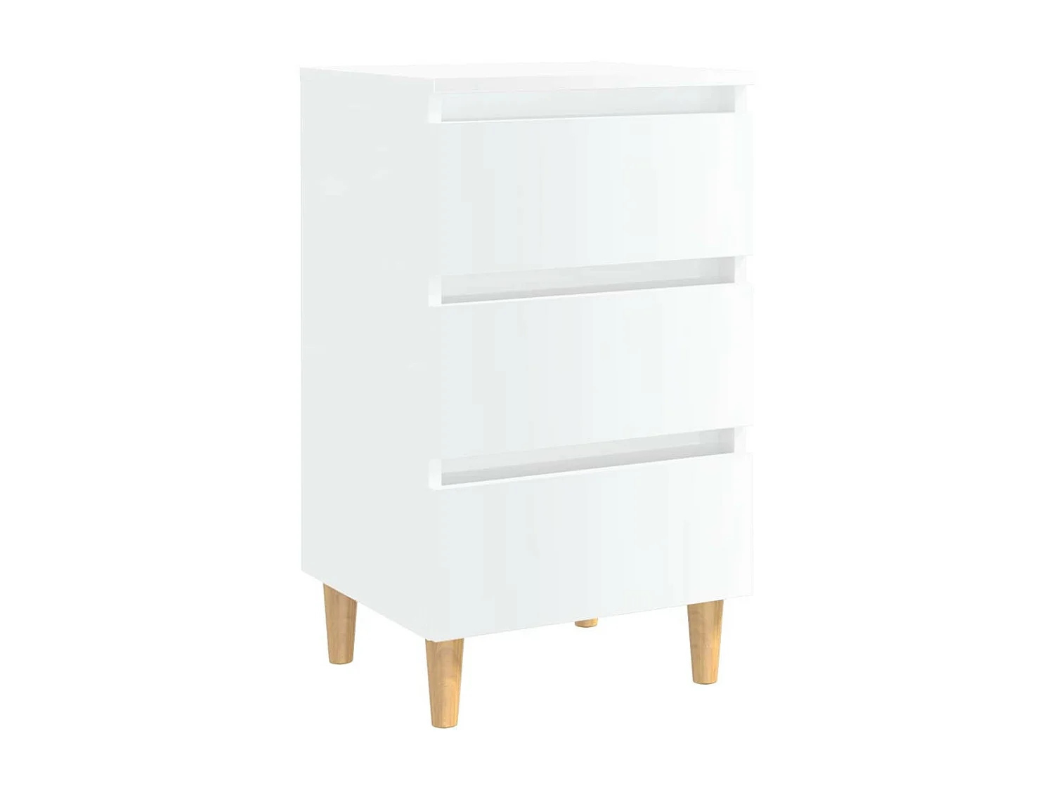 Table de chevet avec pieds en bois Blanc brillant 40x35x69