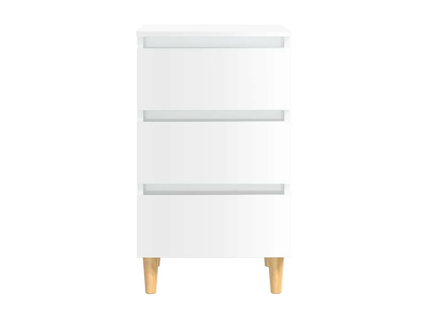 Table de chevet avec pieds en bois Blanc brillant 40x35x69