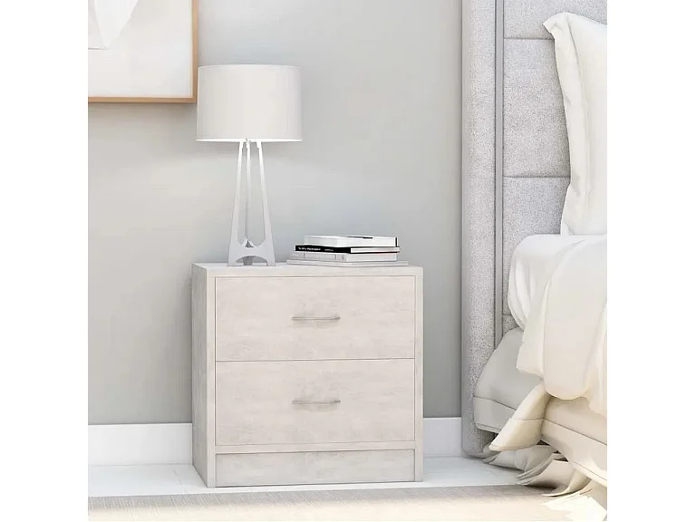 Table de chevet 2 tiroirs bois effet béton Romma - Lot de 2