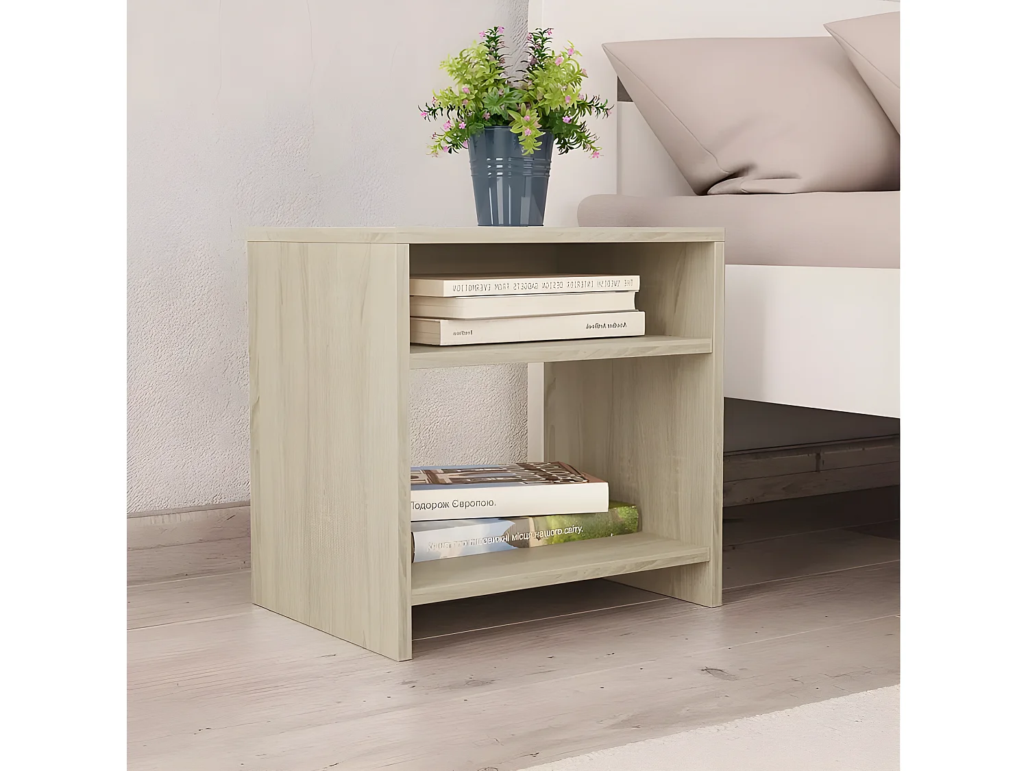 Nachtkastje 40x30x40 cm bewerkt hout sonoma eikenkleurig