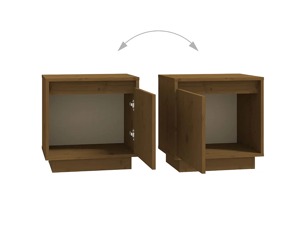 Tables de chevet 2pcs Marron miel 40x30x40 Bois de pin solide 2