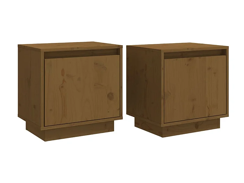 Tables de chevet 2pcs Marron miel 40x30x40 Bois de pin solide 2