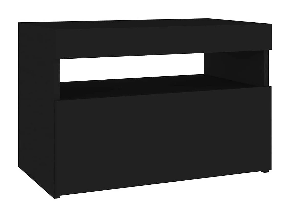 Chevet avec lumières LED 2 pcs Noir 60x35x40